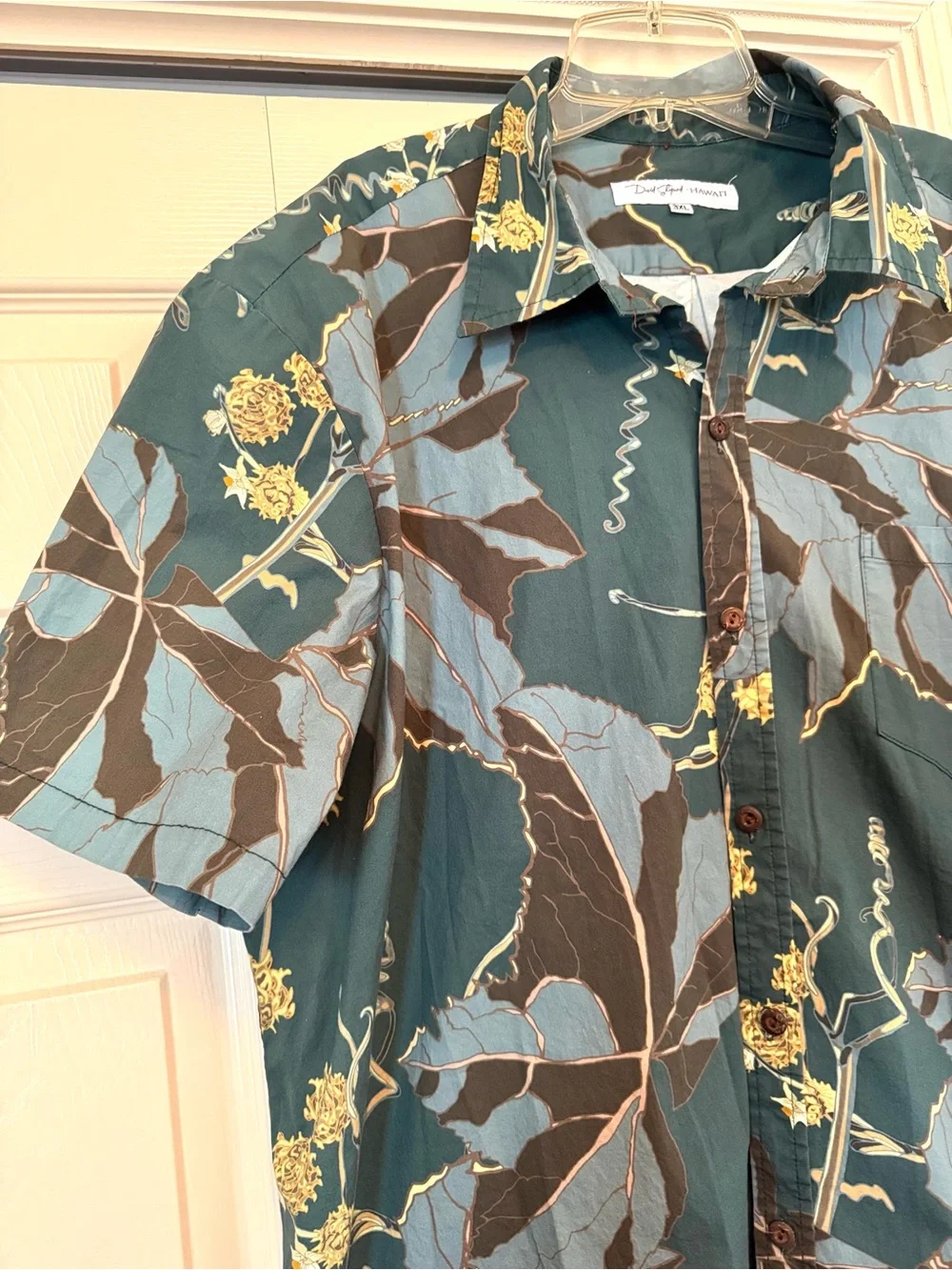 David Shepard Hawai’i Blue Tailored Aloha Shirt Size 3X 3XL HAWAIIAN Button - Picture 3 of 8